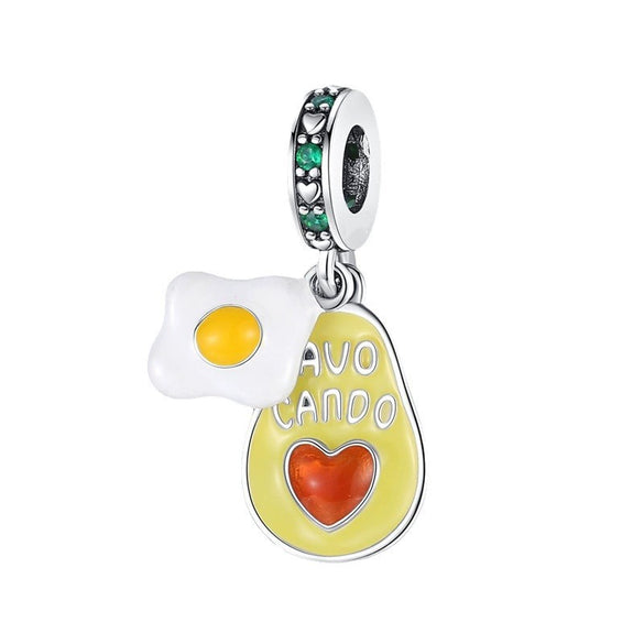 Fruit Series Avocado Cherry Pendant Diy Bead Bracelet White Copper Silver Plated Dripping Oil