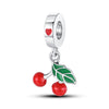 Fruit Series Avocado Cherry Pendant Diy Bead Bracelet White Copper Silver Plated Dripping Oil