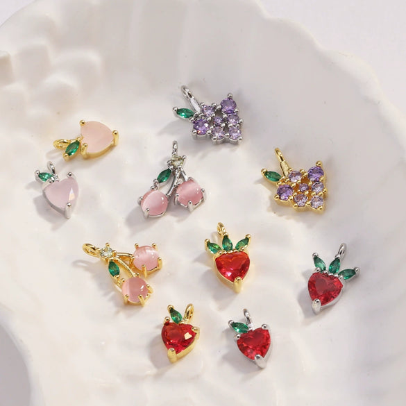 Fruit Shape Copper Zirconia Light Luxury Style Jewelry Pendant Accessories