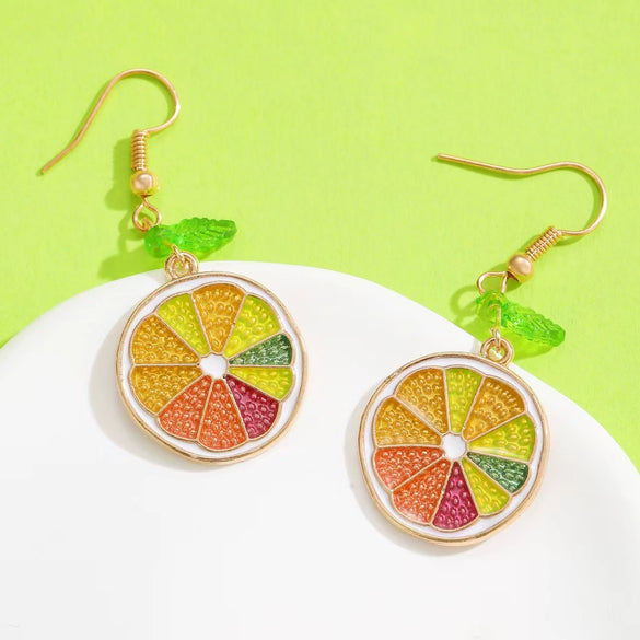 Fruit Shape Plastic Resin Dripping Oil Women's Earrings