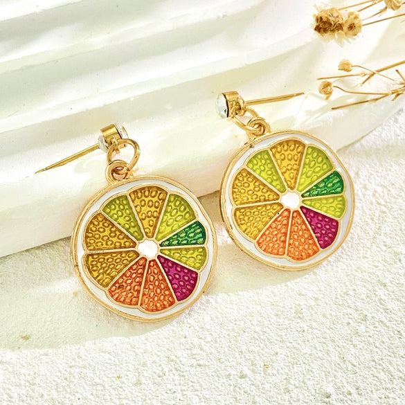 Fruit Shape Plastic Resin Dripping Oil Women's Earrings