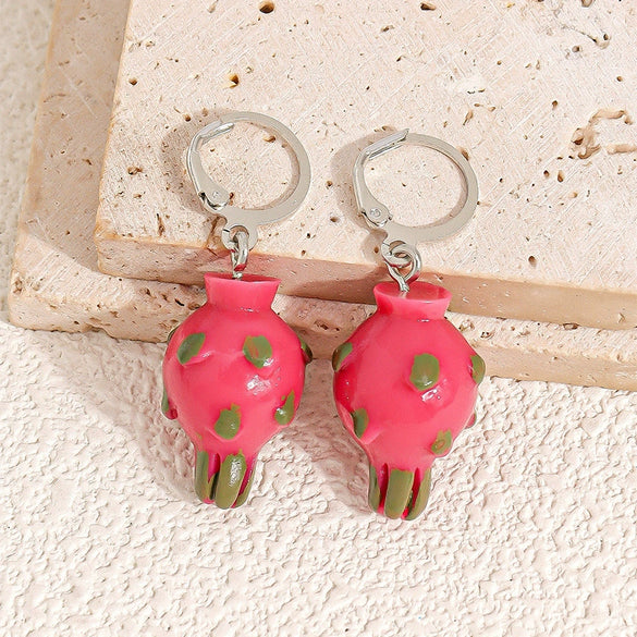 Fruit Shape Resin Hoop Earrings Fun Food Inspired Design Versatile Unisex Jewelry For Everyday Wear And Gifting