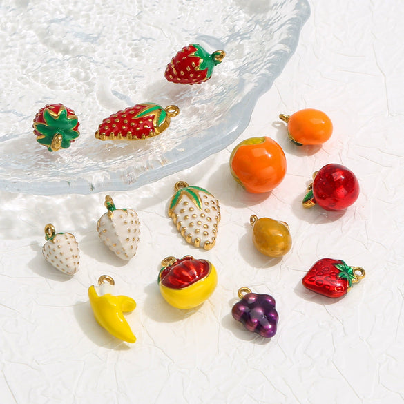 Fruit Shape Stainless Steel Electroplated Diy Jewelry Pendant Necklace Oil Dripping Style