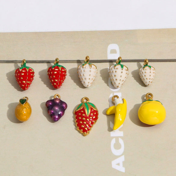 Fruit Shape Stainless Steel Electroplated Diy Jewelry Pendant Necklace Oil Dripping Style