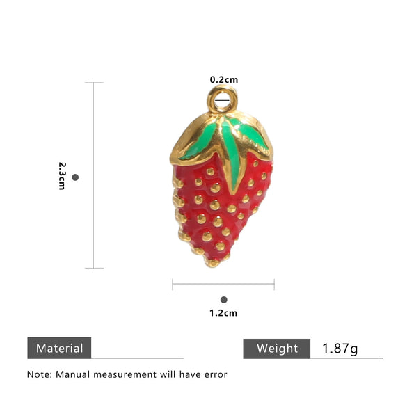 Fruit Shape Stainless Steel Electroplated Diy Jewelry Pendant Necklace Oil Dripping Style