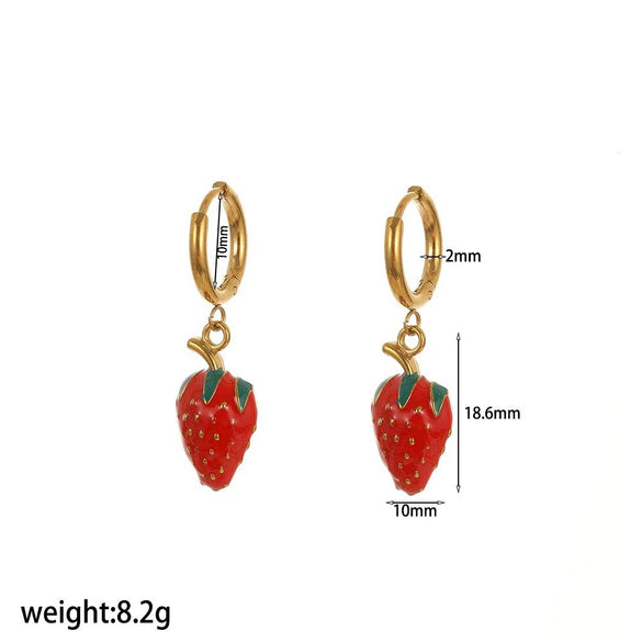 Fruit Shape Stainless Steel Electroplated Earrings For Women