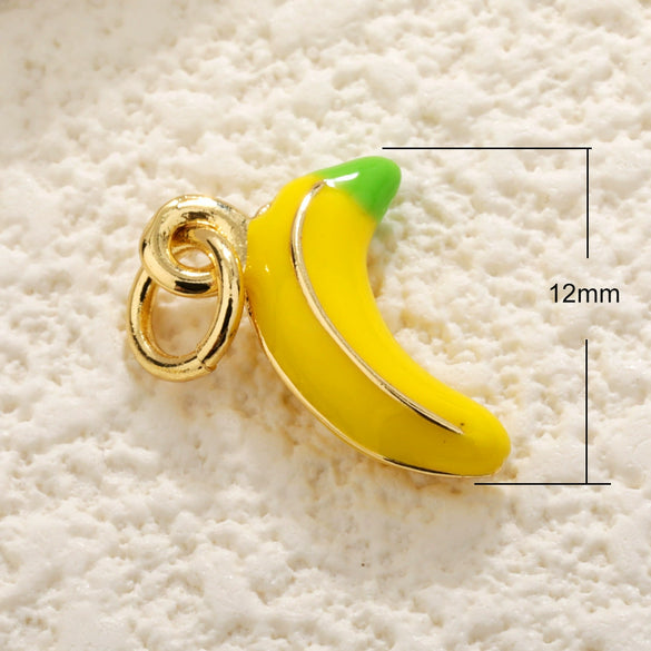 Fruit Shaped Copper Diy Jewelry Pendant With Oil Dripping Design Watermelon Durian Mango Strawberry Apple