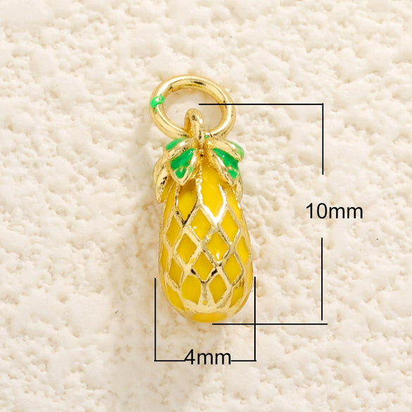 Fruit Shaped Copper Diy Jewelry Pendant With Oil Dripping Design Watermelon Durian Mango Strawberry Apple