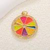 Fruit Shaped Copper Diy Jewelry Pendant With Oil Dripping Design Watermelon Durian Mango Strawberry Apple