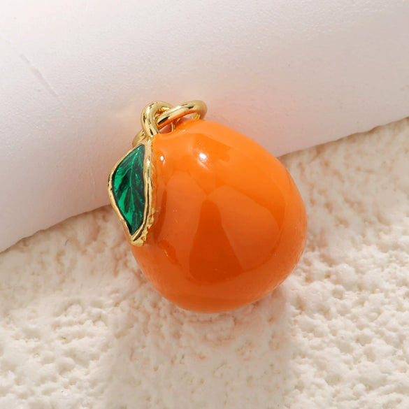 Fruit Shaped Copper Diy Jewelry Pendant With Oil Dripping Design Watermelon Durian Mango Strawberry Apple