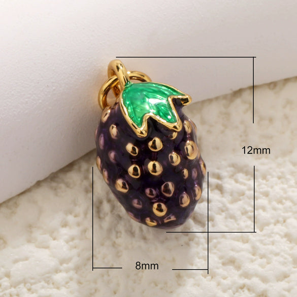 Fruit Shaped Copper Diy Jewelry Pendant With Oil Dripping Design Watermelon Durian Mango Strawberry Apple