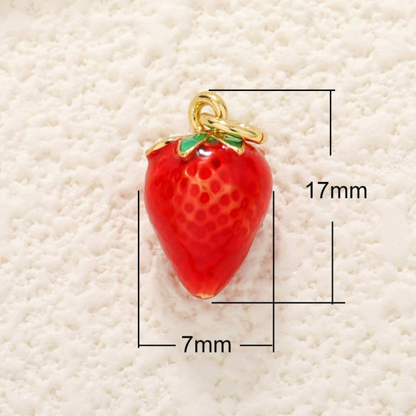 Fruit Shaped Copper Diy Jewelry Pendant With Oil Dripping Design Watermelon Durian Mango Strawberry Apple