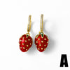 Fruit Strawberry Pitaya Drop Gold Plated Copper Pendant Earrings For Women