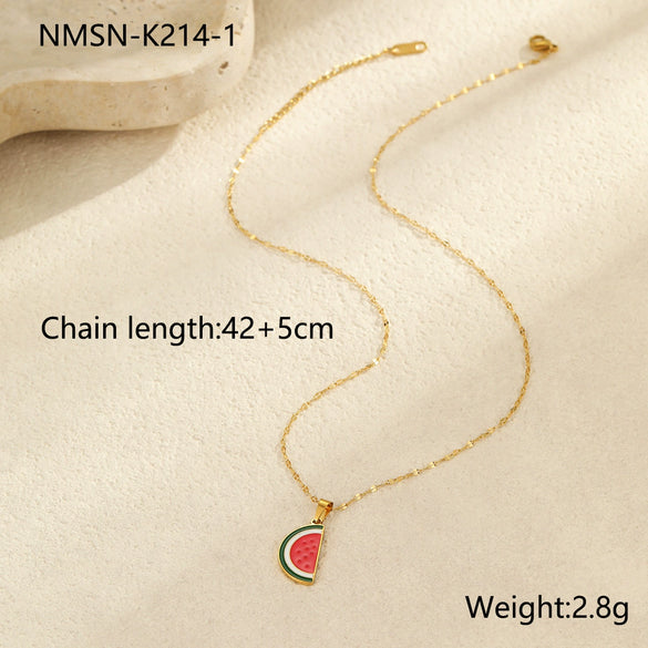 Fruit Style Stainless Steel 18K Gold Plated Necklace