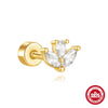 Full Body S925 Sterling Silver Round Zircon Earring With Single Row Diamond Puncture Geometric Pattern For Unisex