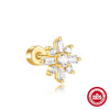 Full Body S925 Sterling Silver Round Zircon Earring With Single Row Diamond Puncture Geometric Pattern For Unisex