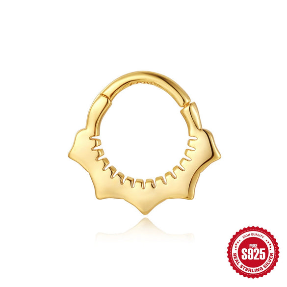 Full Body S925 Sterling Silver Round Zircon Earring With Single Row Diamond Puncture Geometric Pattern For Unisex