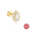 Full Body S925 Sterling Silver Round Zircon Earring With Single Row Diamond Puncture Geometric Pattern For Unisex