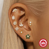 Full Body S925 Sterling Silver Round Zircon Earring With Single Row Diamond Puncture Geometric Pattern For Unisex