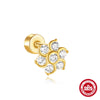 Full Body S925 Sterling Silver Round Zircon Earring With Single Row Diamond Puncture Geometric Pattern For Unisex