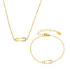 Full Diamond 5A Zircon Pin Stainless Steel Necklace Bracelet Jewelry Suit For Women With Electroplating Design Light Luxury Style