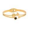 Full Diamond Flower Love Butterfly Stainless Steel Bracelet With Electroplating