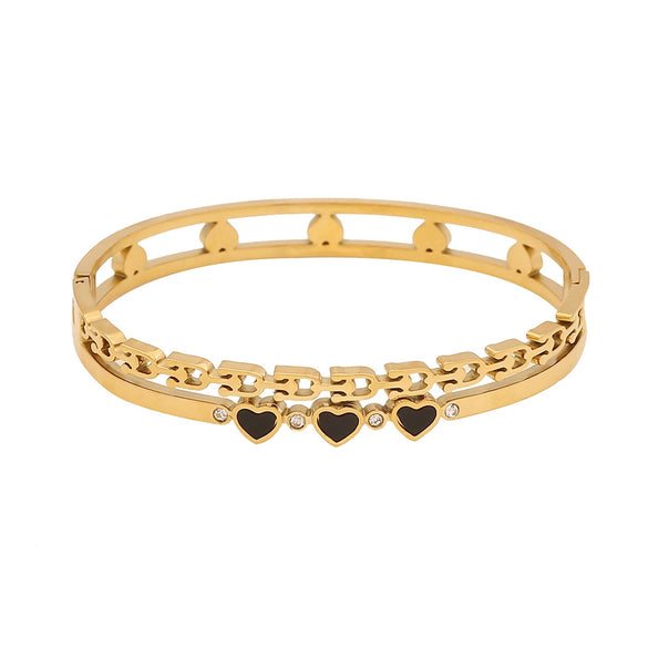 Full Diamond Flower Love Butterfly Stainless Steel Bracelet With Electroplating