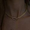 Full Diamond Punk Rock Heavy Industry Geometric Choker Clavicle Chain Necklace Copper Electroplated