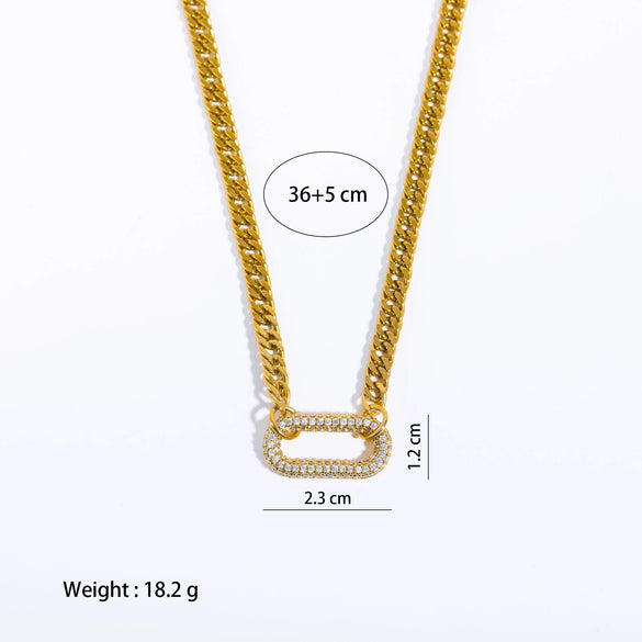 Full Diamond Punk Rock Heavy Industry Geometric Choker Clavicle Chain Necklace Copper Electroplated