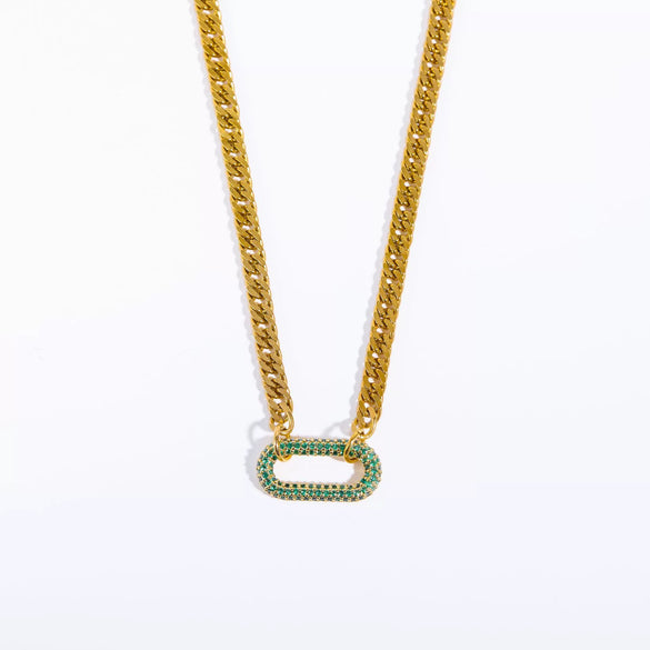Full Diamond Punk Rock Heavy Industry Geometric Choker Clavicle Chain Necklace Copper Electroplated