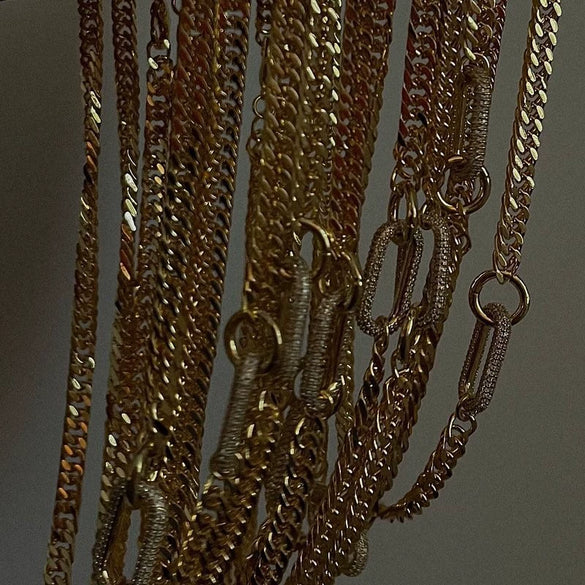 Full Diamond Punk Rock Heavy Industry Geometric Choker Clavicle Chain Necklace Copper Electroplated