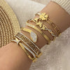 Full Diamond Snake Shaped Zircon Flower Stainless Steel Electroplated Bracelet Fashion Jewelry