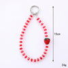 Full Diamond Strawberry Crystal Beaded Handmade Mobile Phone Chain Jewelry Headphone Shell Anti Lost Pendant Key Chain