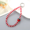 Full Diamond Strawberry Crystal Beaded Handmade Mobile Phone Chain Jewelry Headphone Shell Anti Lost Pendant Key Chain