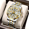 Fullautomatic Movement Men's Calendar Waterproof Luminous Nonmechanical Watch With Round Dial Alloy Case Genuine Leather Strap And Stainless Steel Clasp
