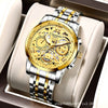 Fullautomatic Movement Men's Calendar Waterproof Luminous Nonmechanical Watch With Round Dial Alloy Case Genuine Leather Strap And Stainless Steel Clasp