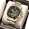 Fullautomatic Movement Men's Calendar Waterproof Luminous Nonmechanical Watch With Round Dial Alloy Case Genuine Leather Strap And Stainless Steel Clasp