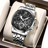 Fullautomatic Movement Men's Calendar Waterproof Luminous Nonmechanical Watch With Round Dial Alloy Case Genuine Leather Strap And Stainless Steel Clasp