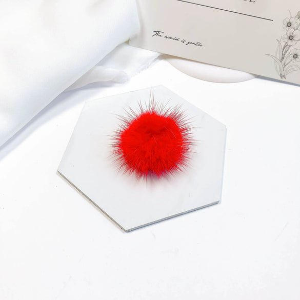 Fur Ball Earrings And Hair Accessories Fabric Material Cartoon Style