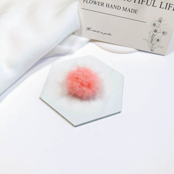Fur Ball Earrings And Hair Accessories Fabric Material Cartoon Style