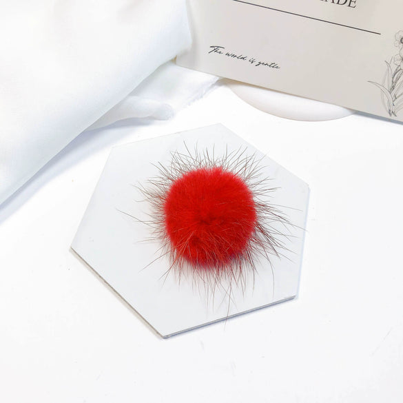 Fur Ball Earrings And Hair Accessories Fabric Material Cartoon Style
