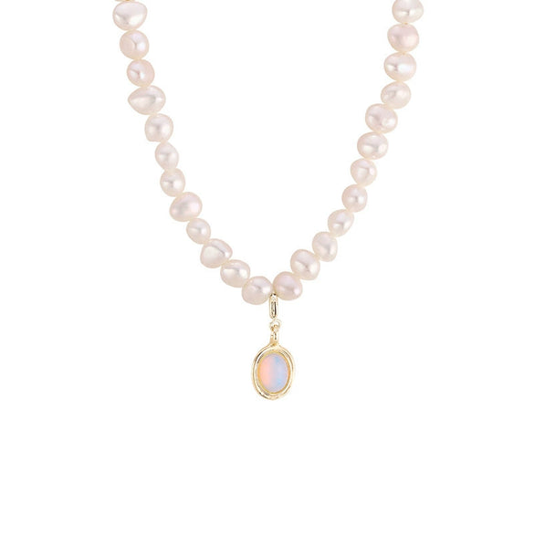 Galaxy Style Women's Freshwater Pearl And Alloy Pendant Necklace With Verbal Chain