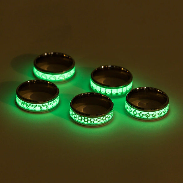 Game Peripheral Ring Stainless Steel With Letters Numbers Text Dripping Oil Luminous Jewelry