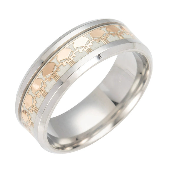 Game Peripheral Ring Stainless Steel With Letters Numbers Text Dripping Oil Luminous Jewelry