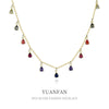Gem Necklace 925 Sterling Silver Drop Shape Tassel Retro Style