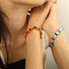 Gem Retro Bracelet 316L Stainless Steel Geometric Exotic Electroplated Jewelry For Women