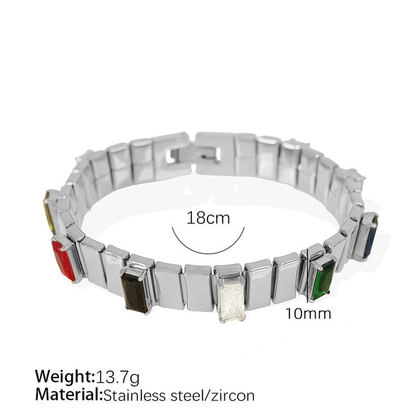Gem Retro Bracelet 316L Stainless Steel Geometric Exotic Electroplated Jewelry For Women