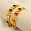 Gem Retro Bracelet 316L Stainless Steel Geometric Exotic Electroplated Jewelry For Women