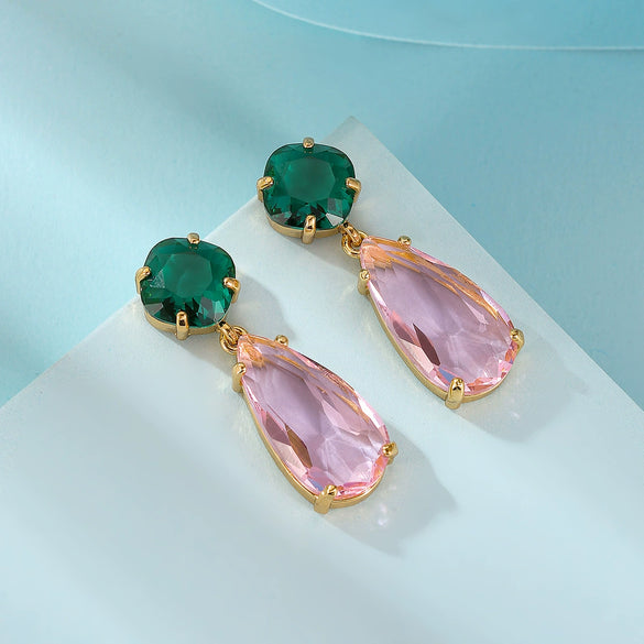 Gemstone Earrings Copper Crystal Drop Shape Electroplating Women's Luxury Jewelry