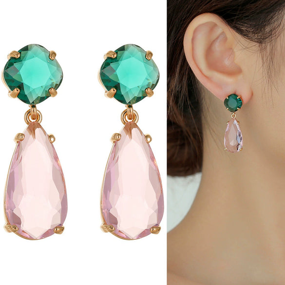 Gemstone Earrings Copper Crystal Drop Shape Electroplating Women's Luxury Jewelry